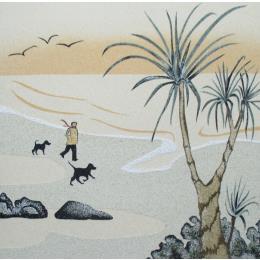 Peinture Au Bonheur des Toutous par Jovys Laurence  | Tableau Matiérisme Sable Animaux, Marine, Scènes de vie