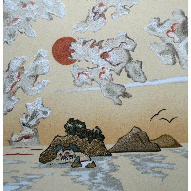 Peinture Le village sur l'Ilot par Jovys Laurence  | Tableau Matiérisme Paysages Marine Sable