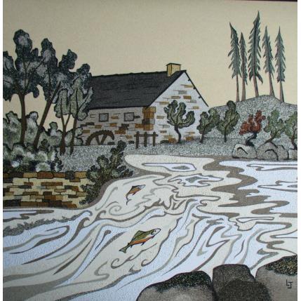 Pintura Le vieux Moulin du Trieux por Jovys Laurence  | Pintura Tema Arena Animales, Paisajes