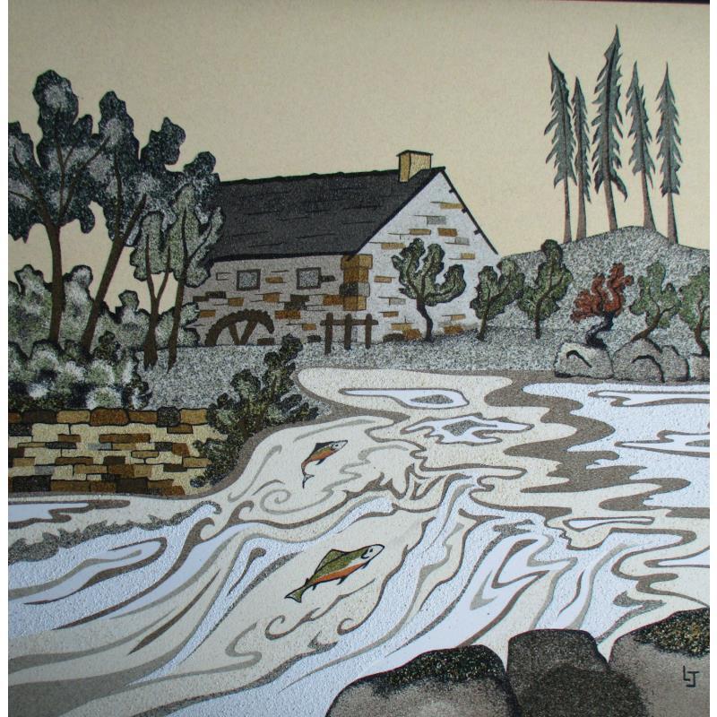Painting Le vieux Moulin du Trieux by Jovys Laurence  | Painting Subject matter Landscapes Animals Sand