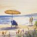Peinture La Plage par Jones Henry | Tableau Figuratif Paysages Urbain Aquarelle
