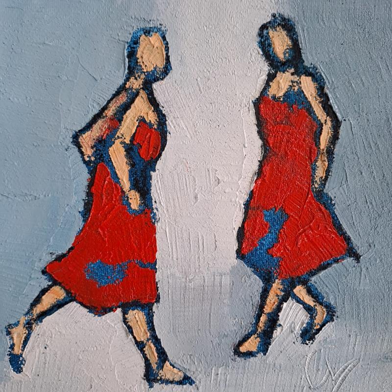 Painting Rencontre rouge by Malfreyt Corinne | Painting Figurative Life style Nude Oil