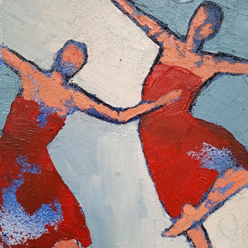 Peinture Duo rouge par Malfreyt Corinne | Tableau Figuratif Scènes de vie Nu Huile