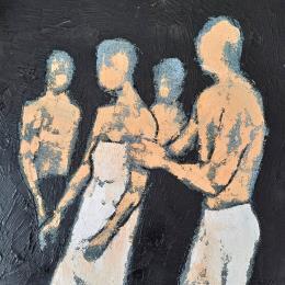 Peinture Confiance la nuit par Malfreyt Corinne | Tableau Figuratif Huile noir & blanc