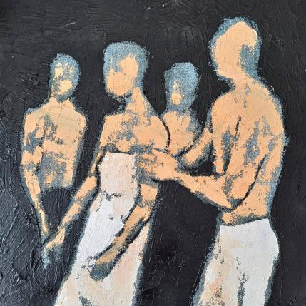 Painting Confiance la nuit by Malfreyt Corinne | Painting Figurative Oil Black & White