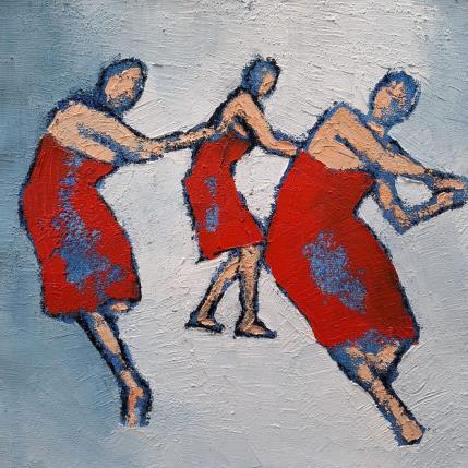 Painting La vague rouge by Malfreyt Corinne | Painting Figurative Oil Life style, Nude