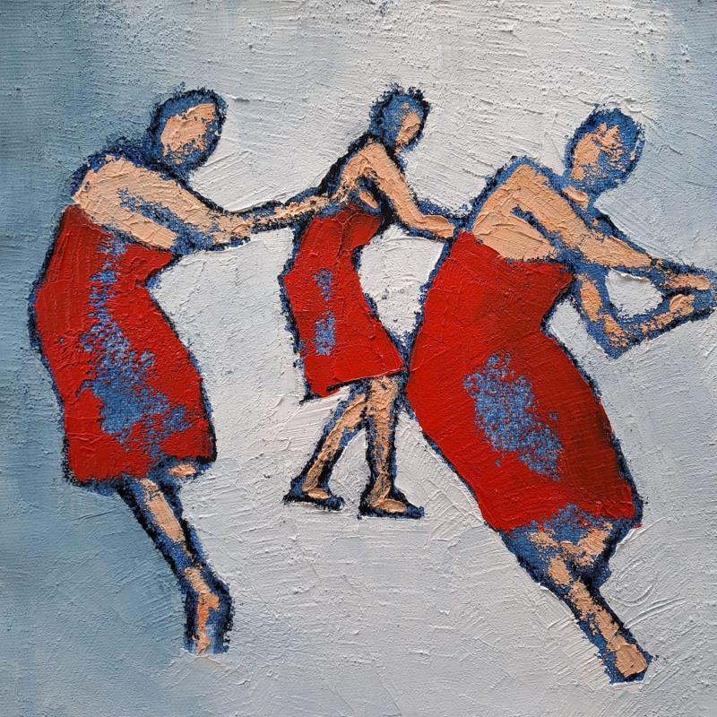 Peinture La vague rouge par Malfreyt Corinne | Tableau Figuratif Scènes de vie Nu Huile