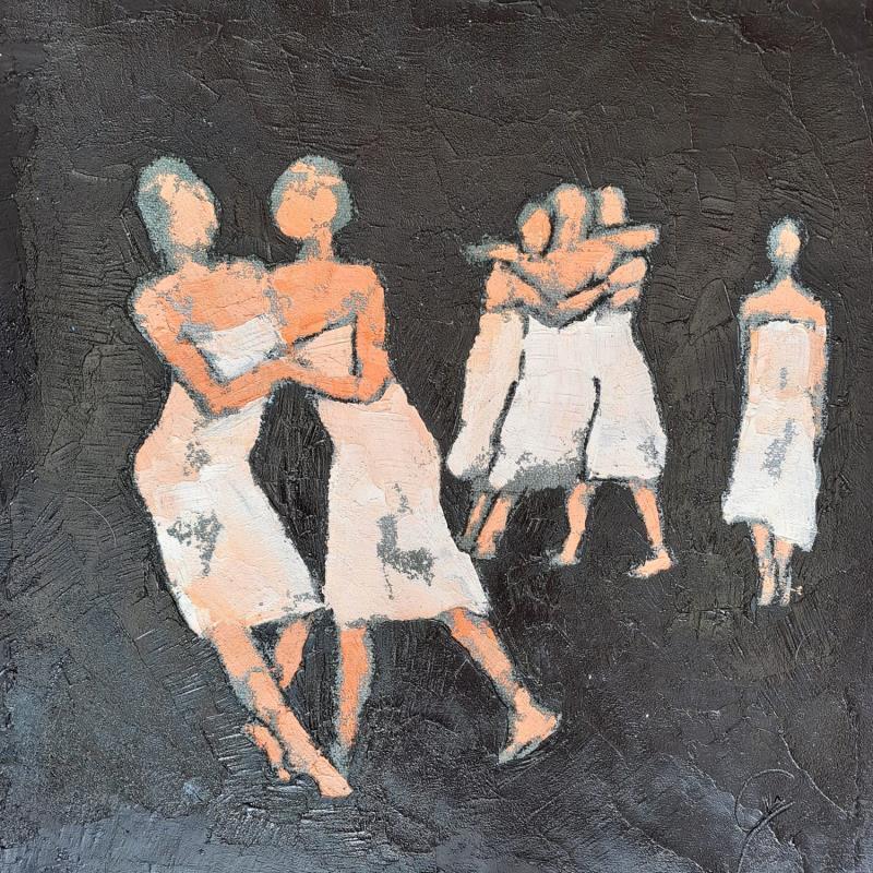 Painting un, deux, trois, la nuit ! by Malfreyt Corinne | Painting Figurative Life style Nude Black & White Oil