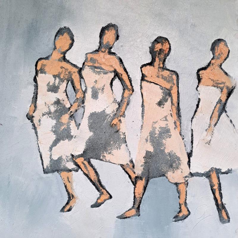 Peinture Le cortège blanc par Malfreyt Corinne | Tableau Figuratif Scènes de vie Nu Huile