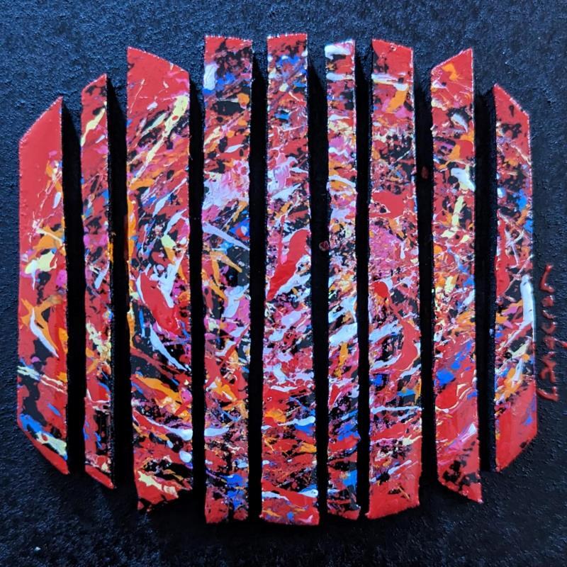 Gemälde bc9 tourbillon rouge von Langeron Luc | Gemälde Abstrakt Holz Acryl Harz