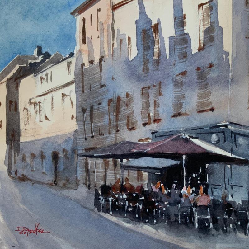 Painting Une petite faim by Seruch Capouillez Isabelle | Painting Figurative Urban Watercolor