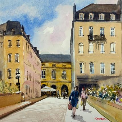 Gemälde Journée de courses von Seruch Capouillez Isabelle | Gemälde Figurativ Aquarell Urban