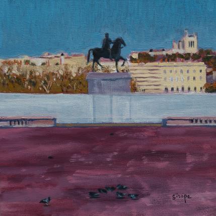 Painting Place Bellecour - Lyon by Sirope Rémy | Painting Figurative Oil Landscapes, Pop icons, Urban