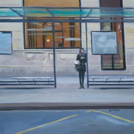 Painting Attente by Sirope Rémy | Painting Figurative Oil Life style, Urban
