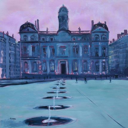 Painting Hôtel de Ville - Lyon by Sirope Rémy | Painting Figurative Oil Architecture, Urban