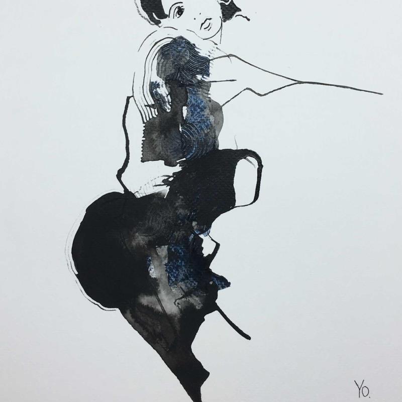 Painting sous ton étoile 1 by YO | Painting Figurative Nude Ink