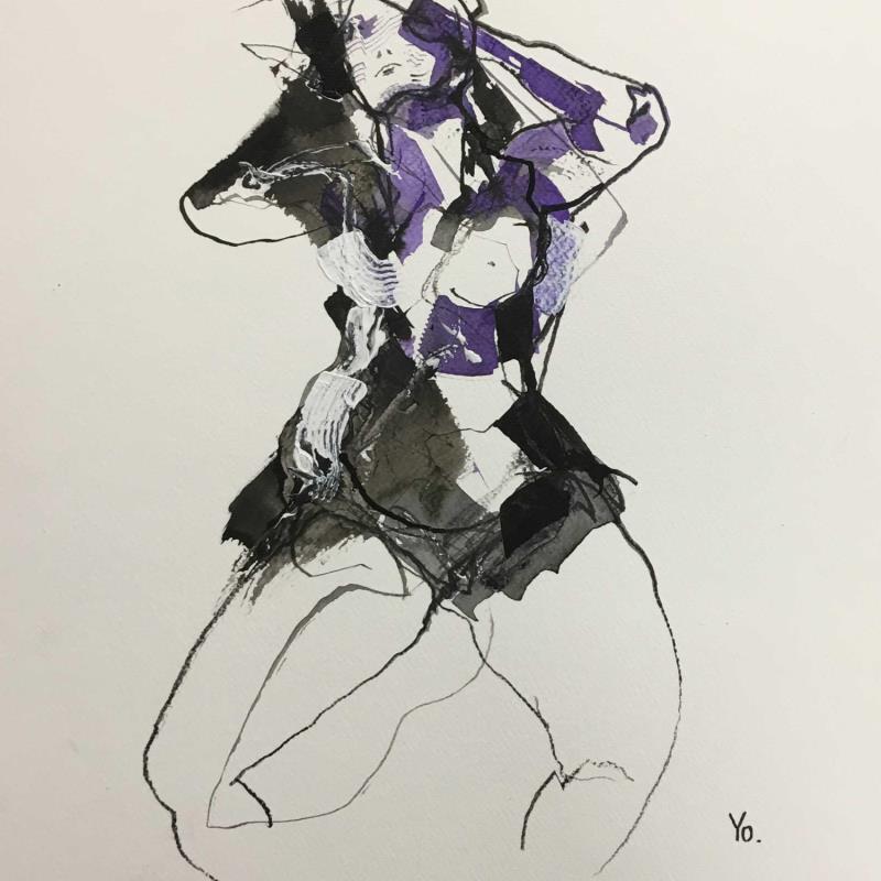 Painting Près de toi by YO | Painting Figurative Nude Ink