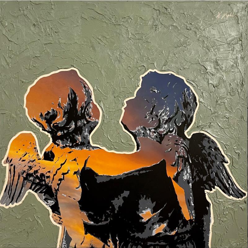 Gemälde 20H42 von André Raphaël | Gemälde Art brut Porträt Landschaften Alltagsszenen Acryl