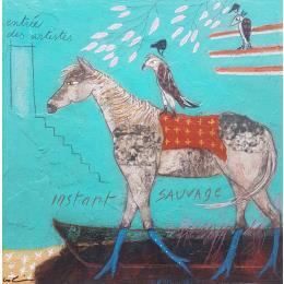 Gemälde Instant sauvage  von Colin Sylvie | Gemälde Art brut Acryl, Collage, Pastell Pop-Ikonen, Tiere