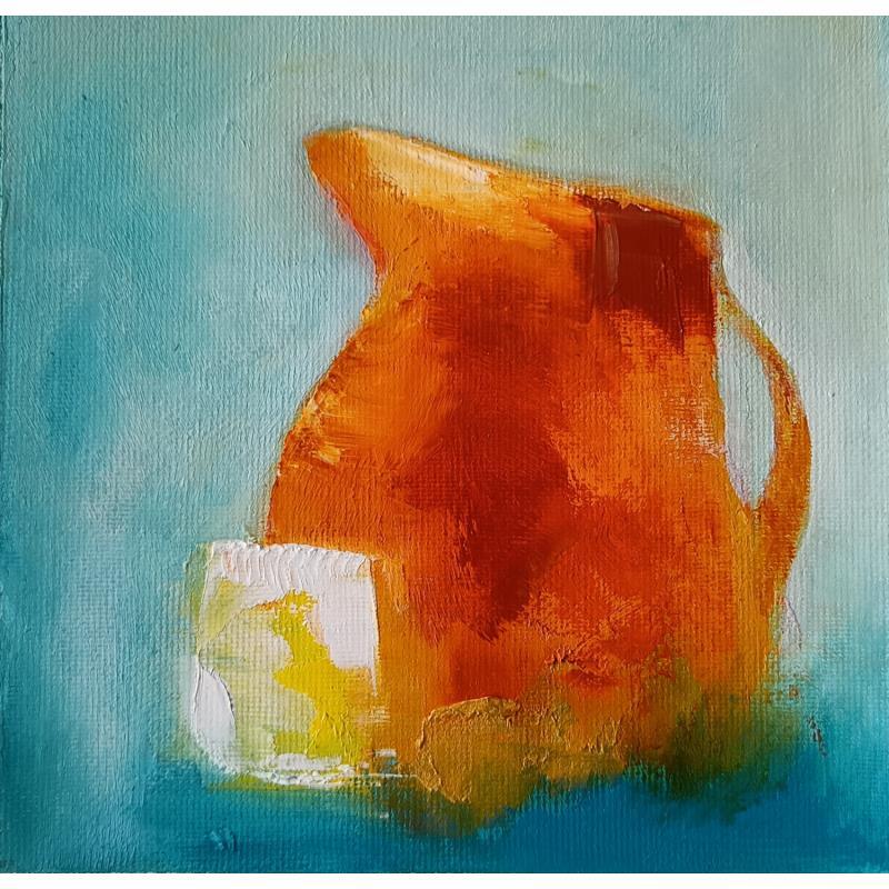 Painting Nature Morte - Pot à eau et verre by Chebrou de Lespinats Nadine | Painting Abstract Oil