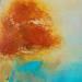 Peinture Arbre orange au bord du lac par Chebrou de Lespinats Nadine | Tableau Abstrait Paysages Huile