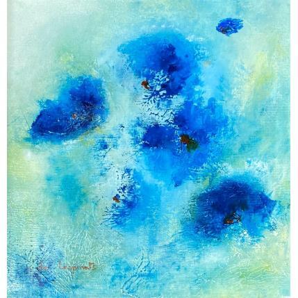 Peinture Fleurs bleues par Chebrou de Lespinats Nadine | Tableau Abstrait Huile Nature