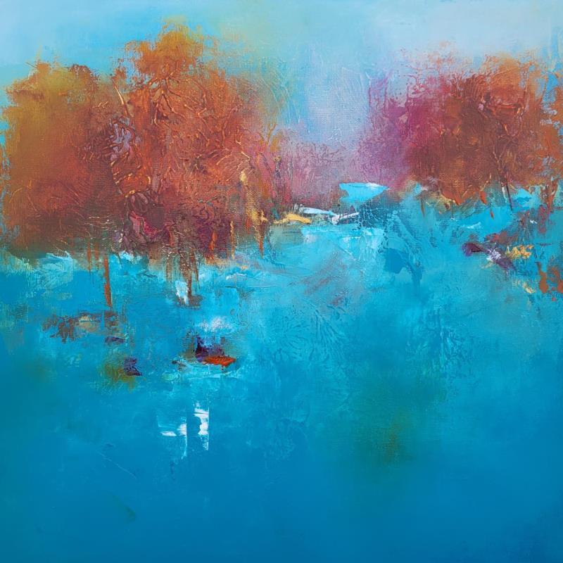 Painting Au loin by Chebrou de Lespinats Nadine | Painting Abstract Oil