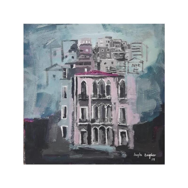 Peinture The pink house par Dagher Leyla | Tableau Figuratif Acrylique