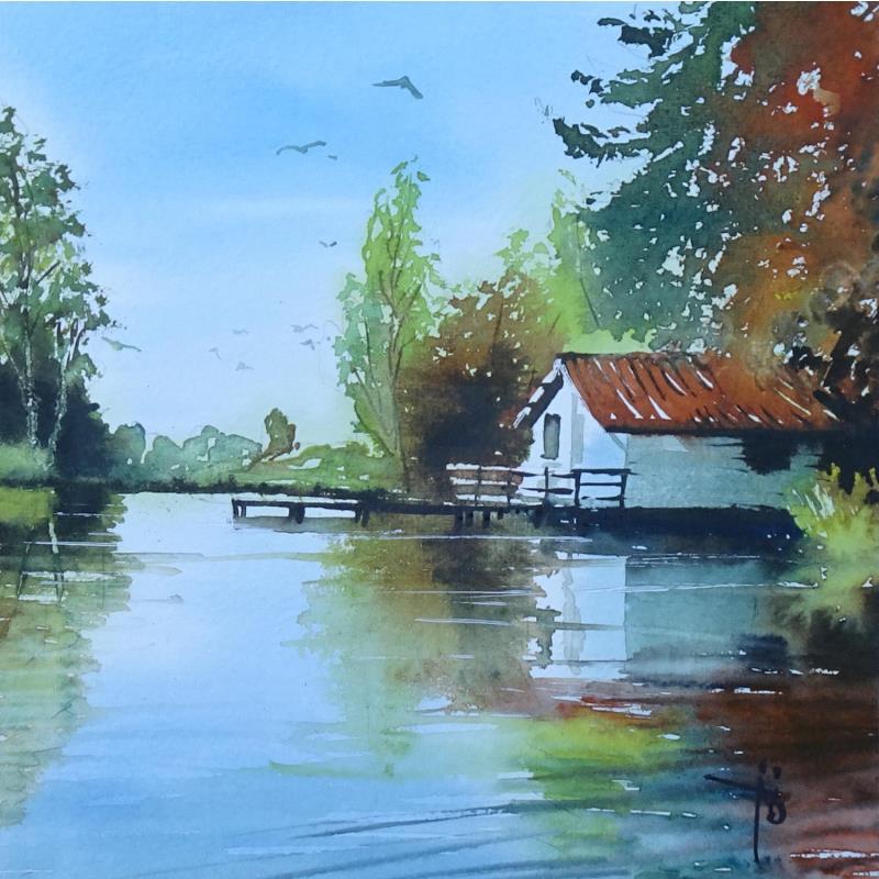 Painting Quiétude en Alsace by Abbatucci Violaine | Painting Figurative Watercolor