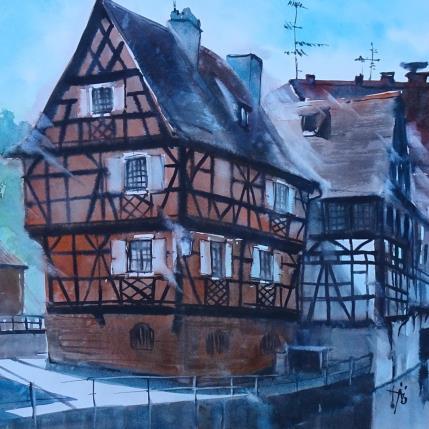 Painting La maison rouge by Abbatucci Violaine | Painting Figurative Watercolor