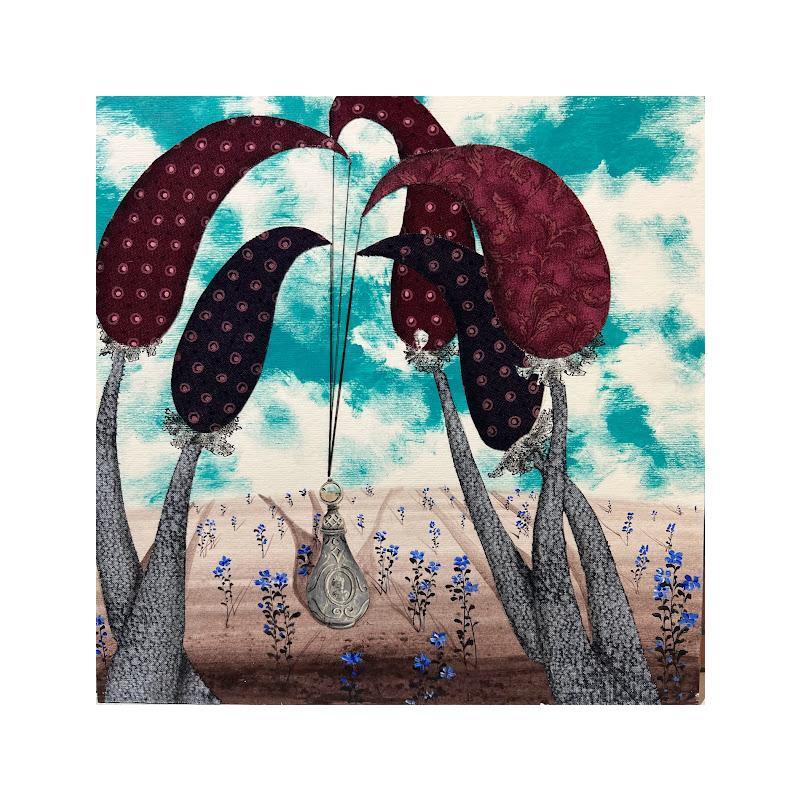 Painting La potione magica tre i fiori blu by Nai | Painting Naive art Landscapes Acrylic