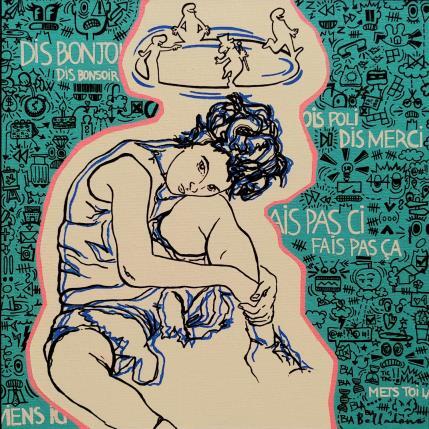 Pintura Femme aux lignes por Belladone | Pintura Pop art Acrílico, Posca Iconos pop