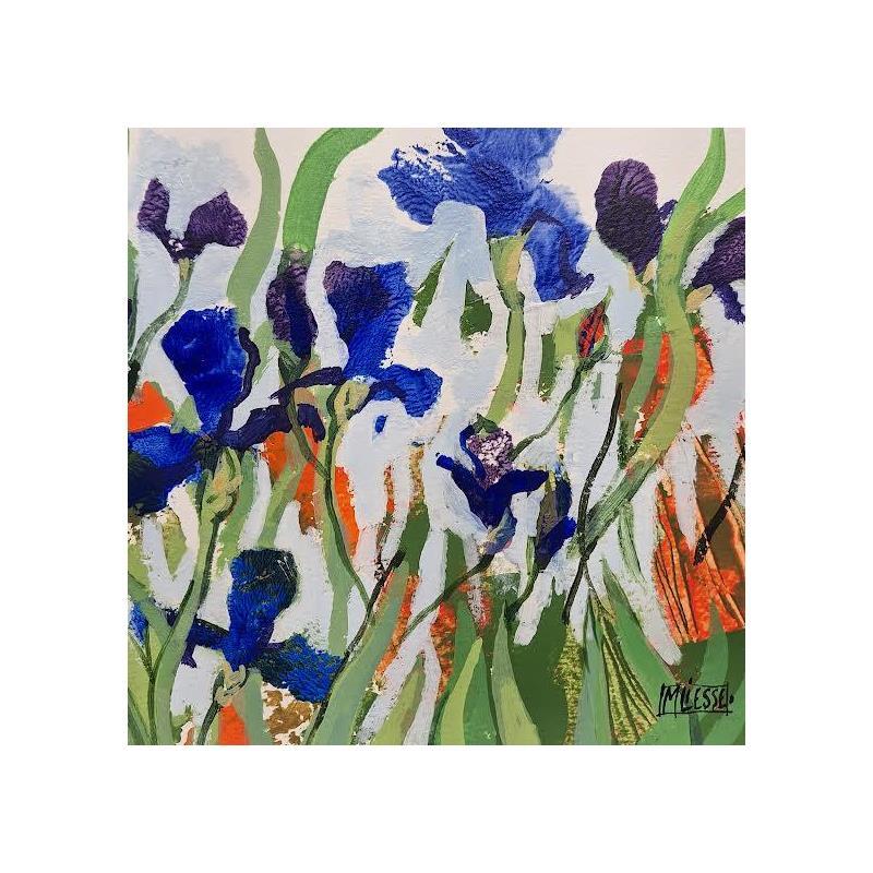 Peinture La danse bleue du vent par Bertre Flandrin Marie-Liesse | Tableau Figuratif Urbain Scènes de vie Natures mortes Acrylique Collage Feuille d'argent