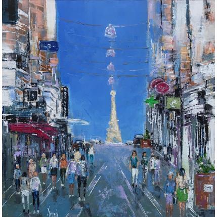 Peinture Shopping rue St Jean par Dessein Pierre | Tableau Figuratif Huile Scènes de vie, Urbain