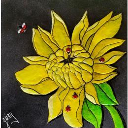 Painting COCCINELLE by Geiry | Painting Pop-art Acrylic, Marble powder Animals, Nature, Pop icons