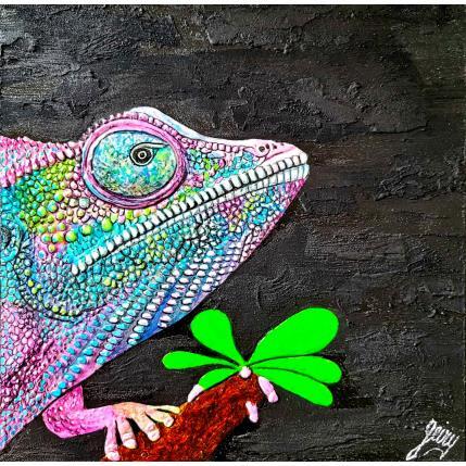 Painting CAMELEONIDES by Geiry | Painting Subject matter Acrylic, Marble powder, Resin, Wood Animals, Nature, Pop icons