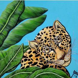 Painting JAGUAR by Geiry | Painting Pop-art Acrylic, Marble powder, Resin Animals, Nature