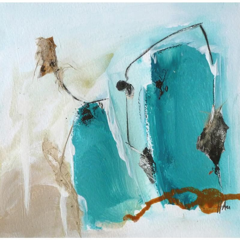 Peinture L'escale Bleue par Han | Tableau Abstrait Paysages
