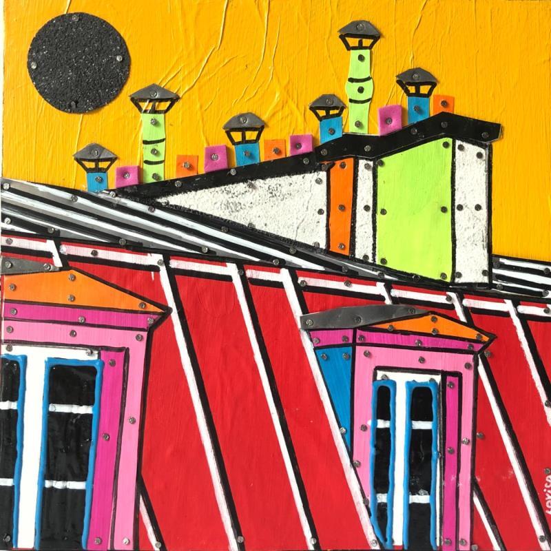 Painting Chaleur d'été by Lovisa | Painting Pop-art Urban Acrylic Gluing Posca Upcycling