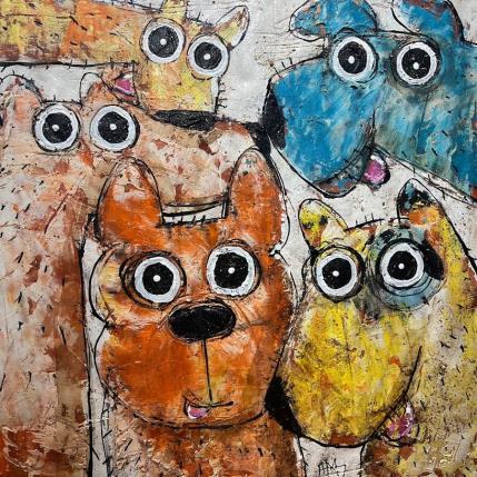 Peinture Five Guys par Maury Hervé | Tableau Art Singulier Acrylique, Encre, Sable