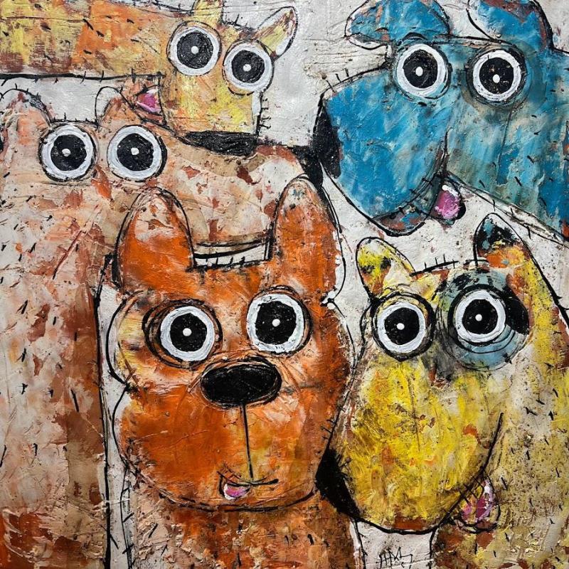 Peinture Five Guys par Maury Hervé | Tableau Art Singulier Acrylique Encre Sable