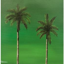 Painting Green palm by Trevisan Carlo | Painting Figurative Acrylic, Oil Nature