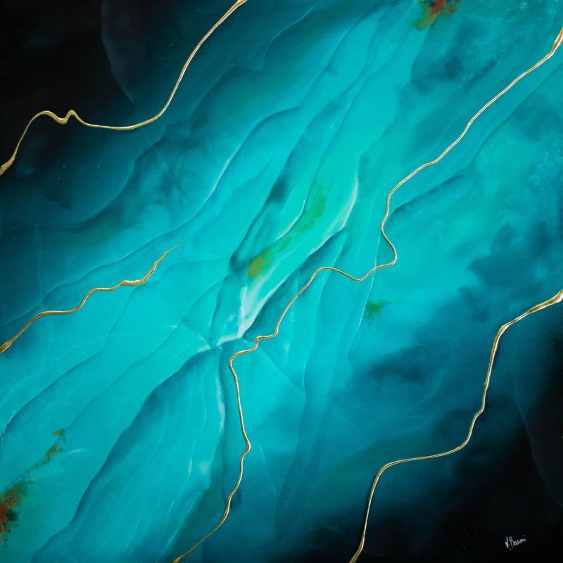 Peinture Lagon précieux par Baroni Victor | Tableau Abstrait Minimaliste Acrylique