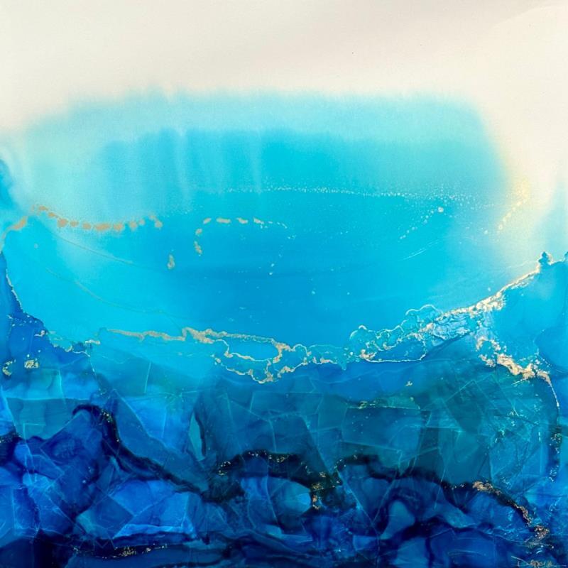 Peinture F4_1408 PROFONDEUR MARINE par Depaire Silvia | Tableau Abstrait Paysages Marine Minimaliste Métal Acrylique Encre