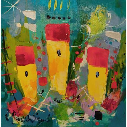 Peinture Sur le chemin de l'école par Bastide d´Izard Armelle | Tableau Abstrait Huile Architecture, Paysages