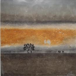 Painting Valda by Manconi Gil | Painting Figurative Upcycling, Zinc Minimalist