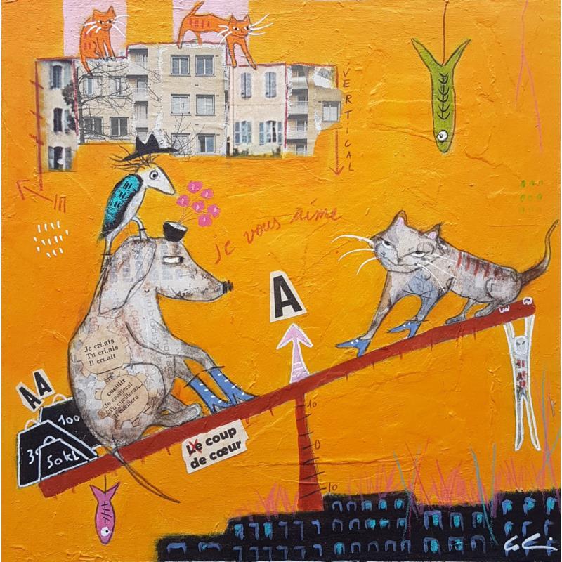 Painting Les grands moyens by Colin Sylvie | Painting Raw art Animals