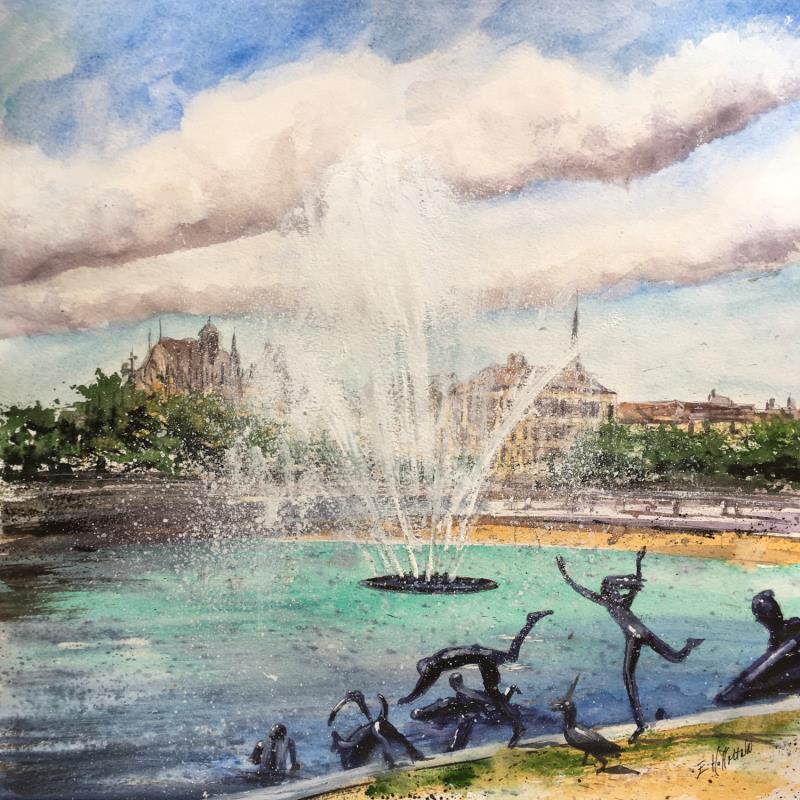 Peinture Troyes 165 Ville d’Art  par Hoffmann Elisabeth | Tableau Figuratif Urbain Aquarelle