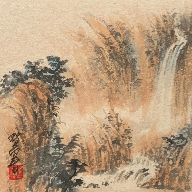 Gemälde Waterfall  von Yu Huan Huan | Gemälde Figurativ Landschaften Natur Aquarell Tinte