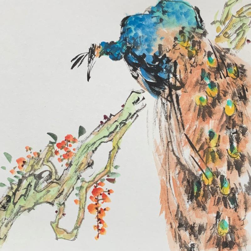 Pintura Peacock  por Yu Huan Huan | Pintura Figurativo Naturaleza Animales Acuarela Ink